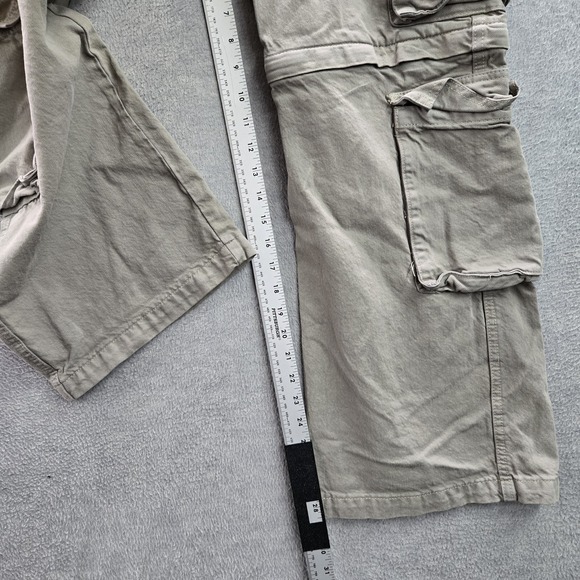 Pacsun Women Pants M Gray Cargo Twill Puddle Zip Off Convertible Baggy Y2K - Picture 9 of 12